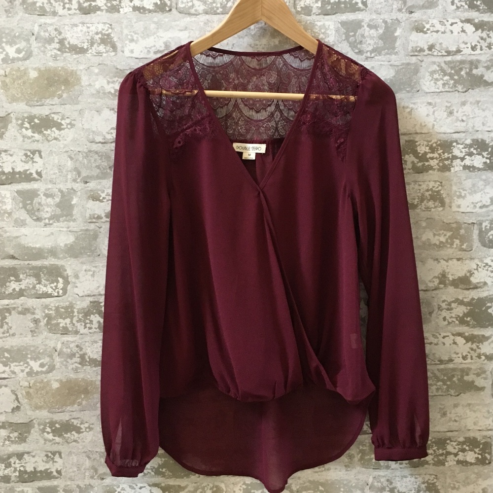 Burgundy Double Zero Blouse (M), 100% polyester.